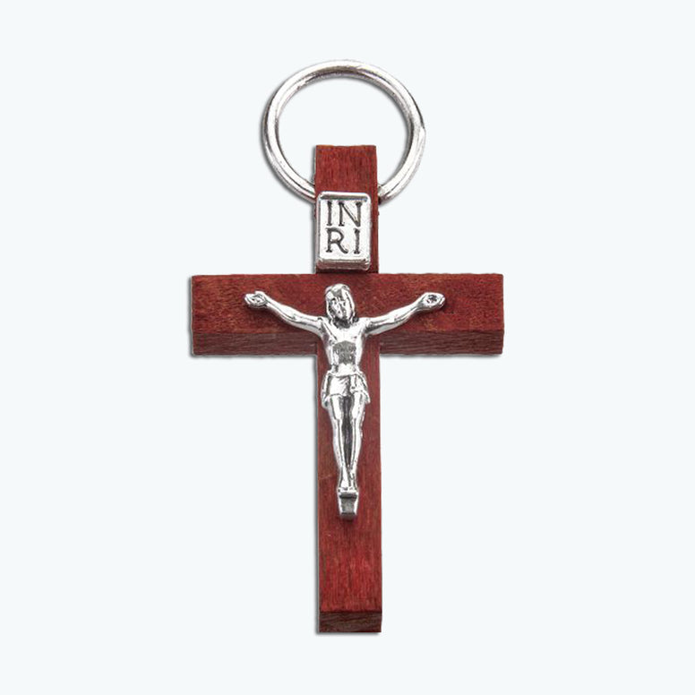 Small Red Wood  Crucifix