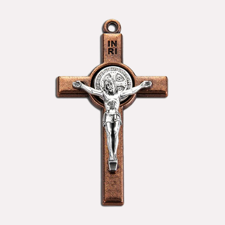 St. Benedict Crucifix: 2" Copper-plated