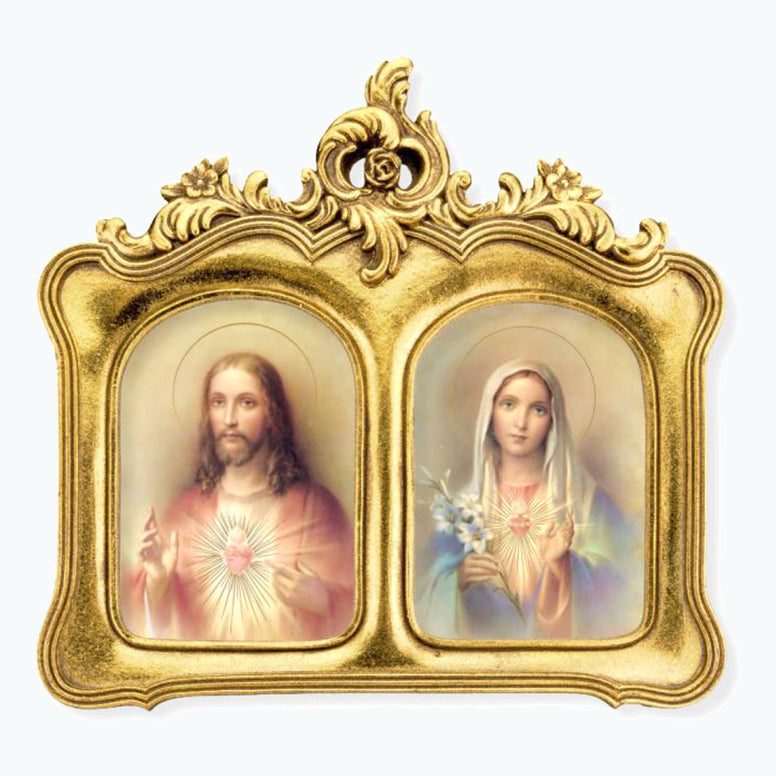 Sacred and Immaculate Hearts in Gold-leafed Frame