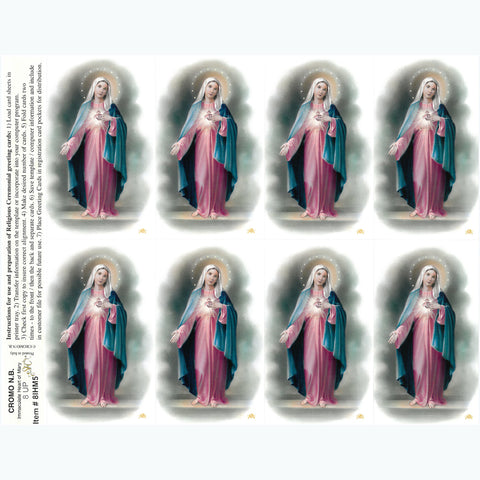 Immaculate Heart Holy Card Sheets