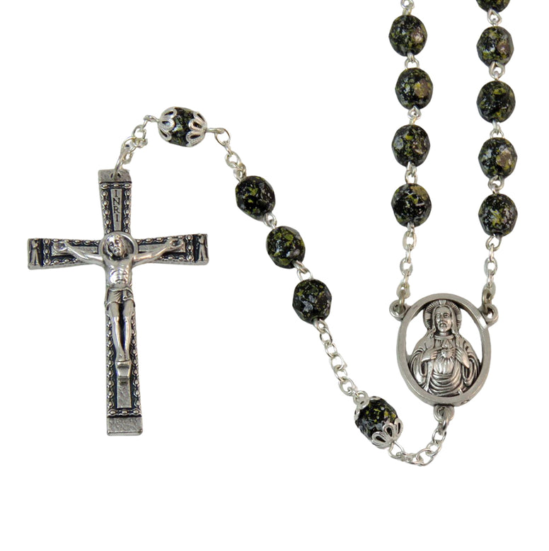 Black and yellow glass-fired Rosary