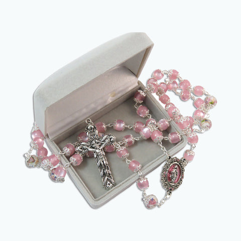 Pink Cat's Eye Rosary