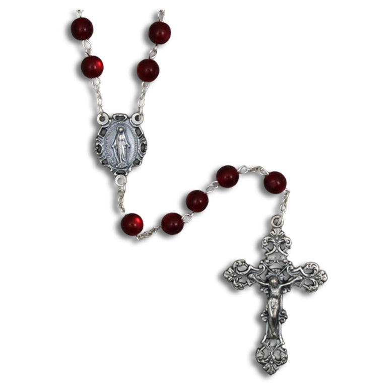 Ruby Aurora Borealis Rosary: 7mm Round