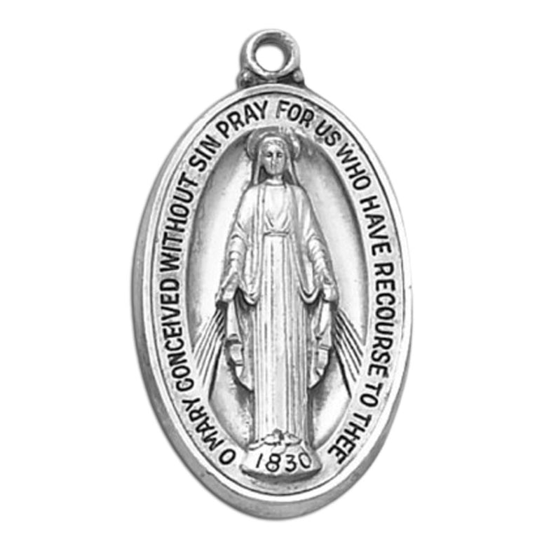 Miraculous Medal: 1½" Sterling Silver