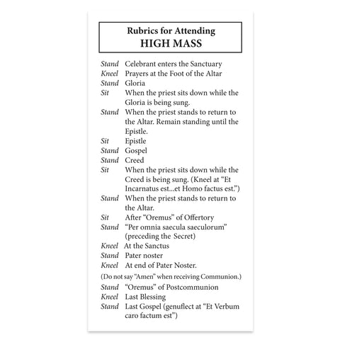 Rubrics for Traditional Mass