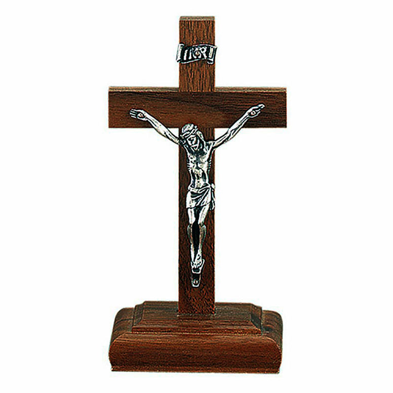 Standing Crucifix: 6" Walnut