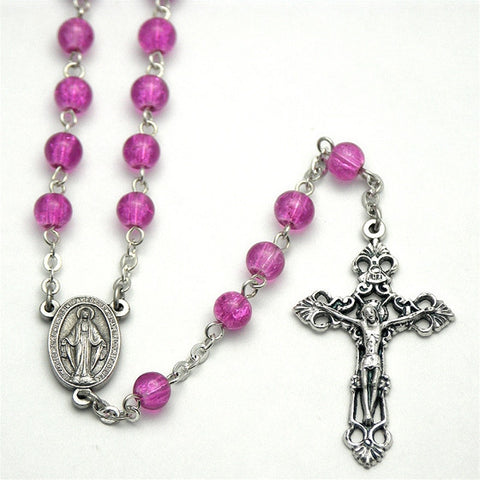 Fuchsia Cat's Eye Bead Rosary