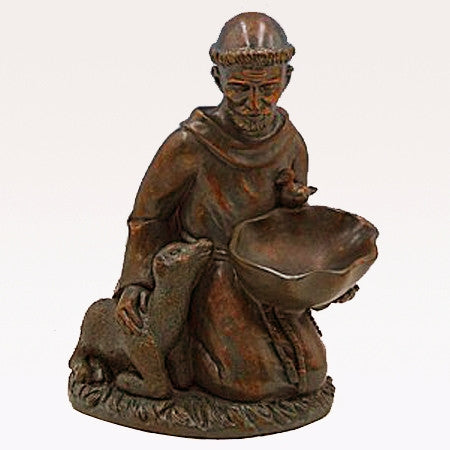 St. Francis Kneeling with Bird Feeder 16"