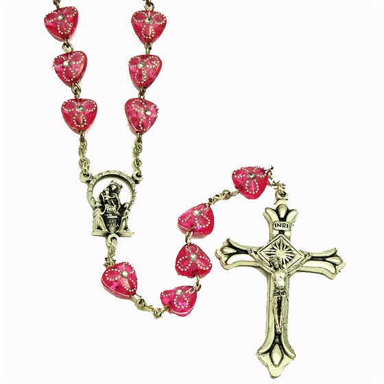 Pink Heart Rosary