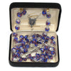 Hand-painted Glass Rosary: Sapphire