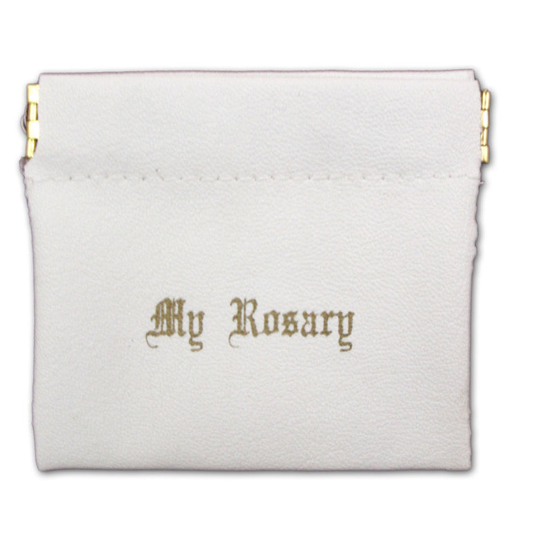 Spring Closure Rosary Case: White