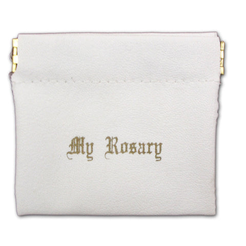 Spring Closure Rosary Case: White