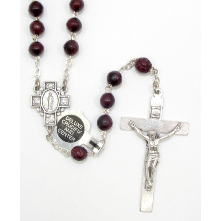 Maroon Cocoa Bead Rosary