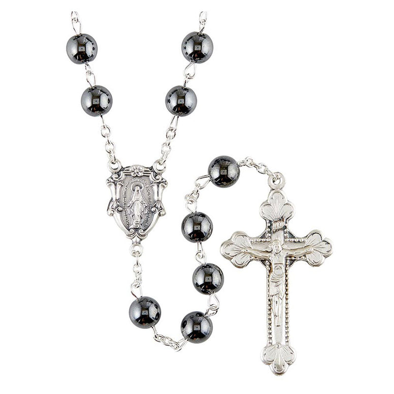 Men's Hematite Rosary: 8mm