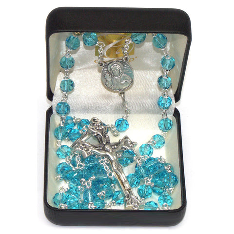 Vienna Collection Rosary: Aqua 7 mm