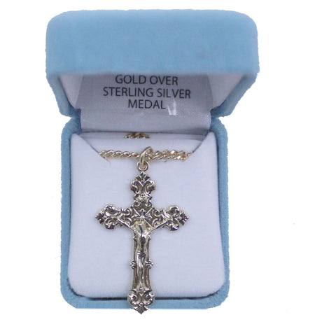 Gold Plated Crucifix: 24" Chain