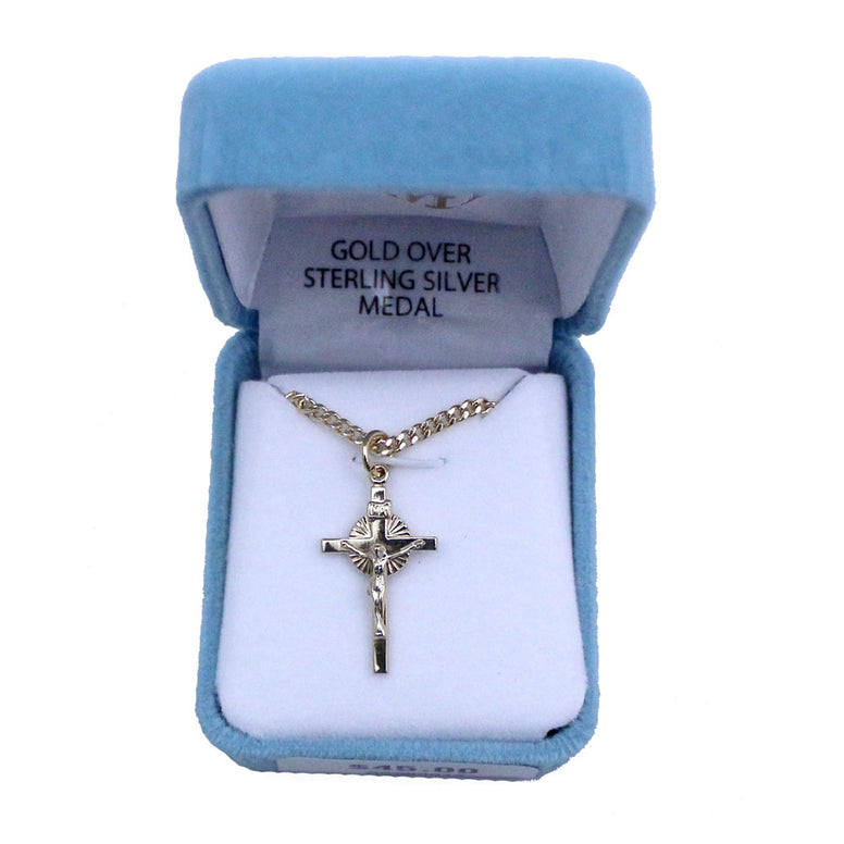 Gold Plated Crucifix: 18" chain