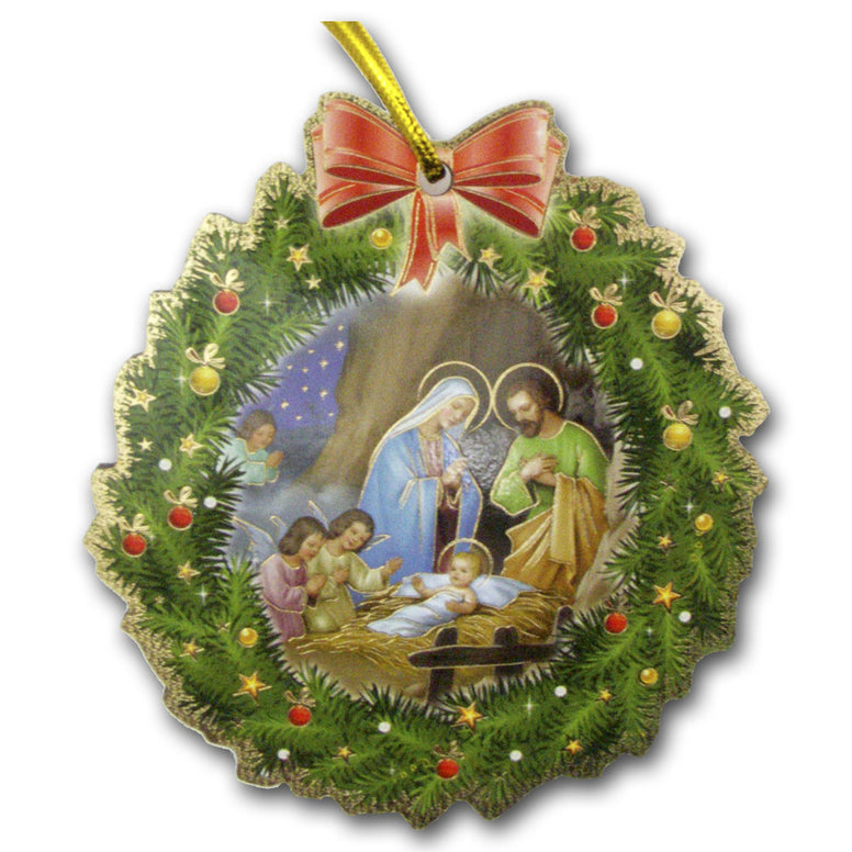 Angels with the Holy Family Wreath Ornament