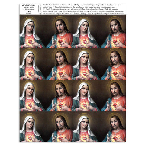 Sacred Hearts Holy Card Sheet